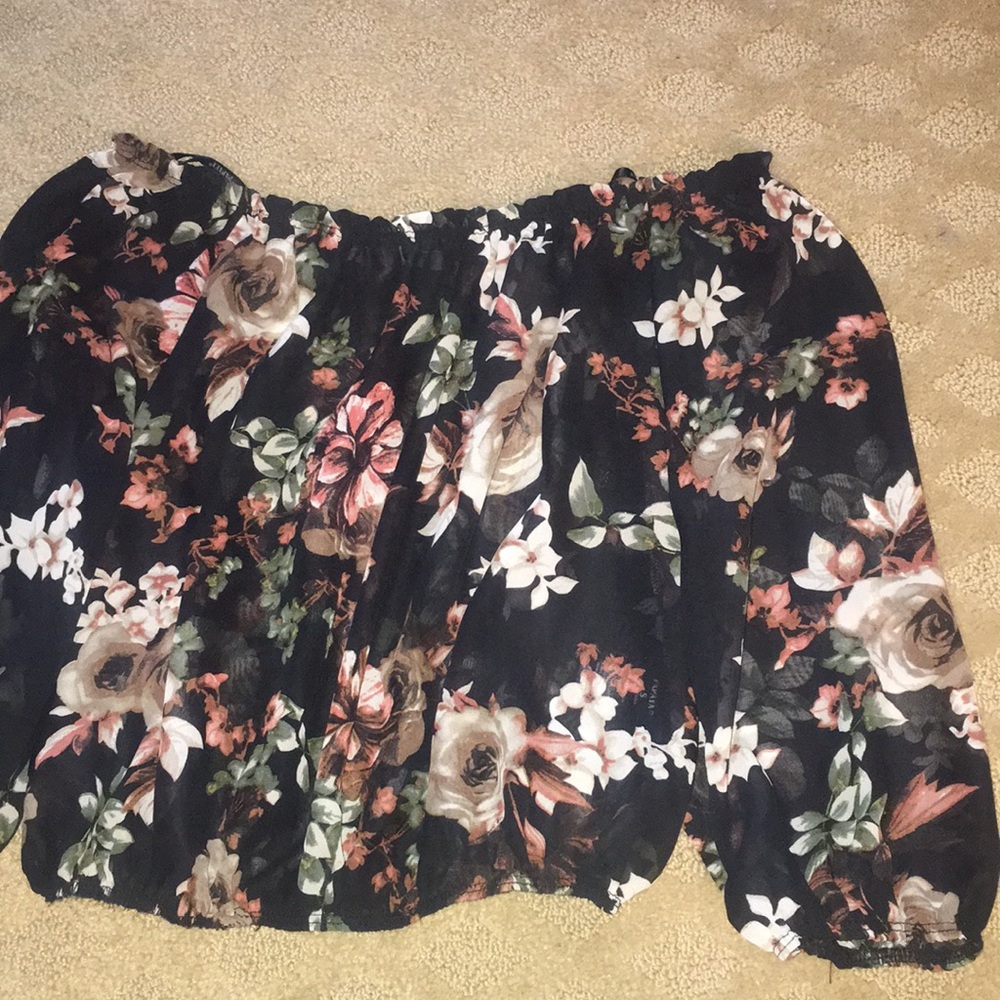 Cropped off the shoulder floral top